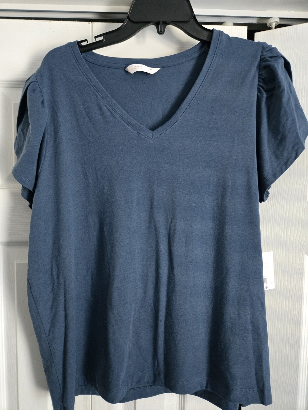 LC Lauren Conrad Slate Blue V-Neck Short Sleeve Tee